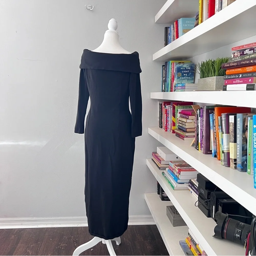 Peruvian Connection Black Delilah off shoulder Sheath Dress Sz small